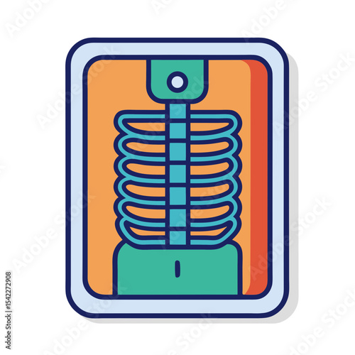 Cartoon illustration of a chest Xray, medical imaging examination diagnostic