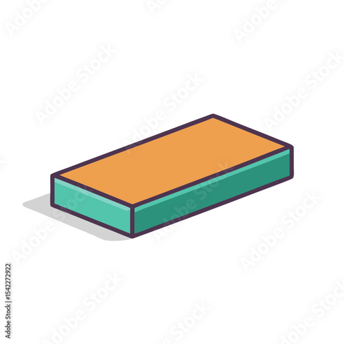 Isolated Isometric Illustration of a Rectangular Block with Shadow on a white Background
