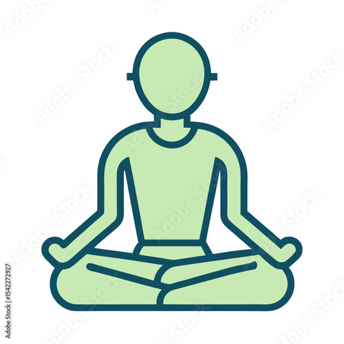 A stylized illustration of a person meditating in the lotus position