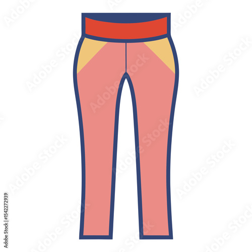 Colorful flat illustration of stylish pink pants with a waistband design