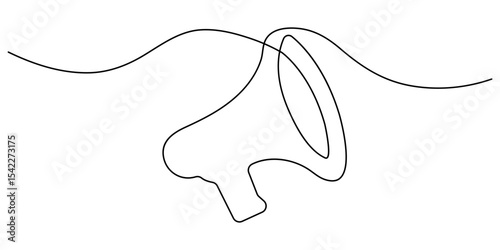 Megaphone Continuous Line Icon, Line art megaphone announcement, one continuous single line drawing speaker megaphone, One Continuous Line Drawing of Announcement Icon. Single Line Vector Illustration