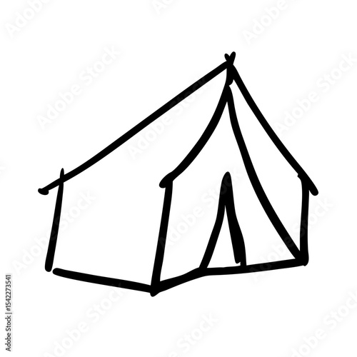 A hand  drawn sketch vector illustration of camping tent icon.