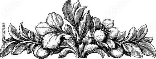 Intricate vintage floral ornament design with crossline weave detail for decorative posters and print