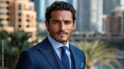Handsome man in a navy suit