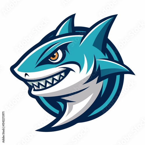 Vector logo of a ferocious shark head.