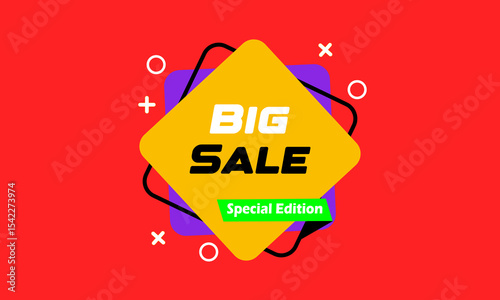 Colorful geometric sale banners collection. Modern abstract design set with text like "Big Sale", "Super Sale", "Mega Sale", and "Wow Sale". Perfect for online store promotions, seasonal discounts, an