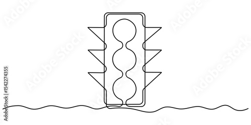 One line drawing of a traffic light, Light traffic one line continuous. Light traffic line art. Hand drawn vector art, Continuous one line drawing of traffic lights with poles to regulate vehicle.