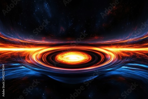 Stunning hyperspace vortex surrounded by intense cosmic flames in deep space