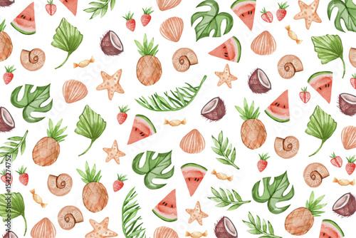 seamless pattern with vegetables and fruits