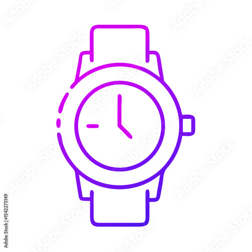 Minimalist watch illustration with round face and strap  