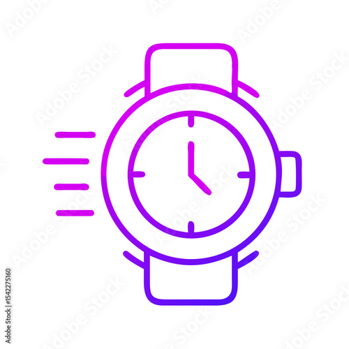 Minimalistic purple watch icon with motion effect  