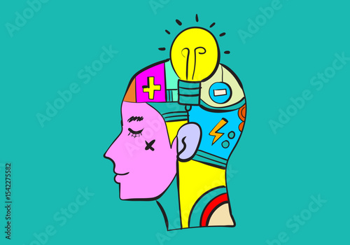 illustration reflecting concepts of innovation, mental well-being, and idea generation. 