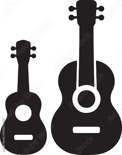 Silhouette vector of guitar and ukulele, ideal for music, instruments, and acoustic-themed design projects.