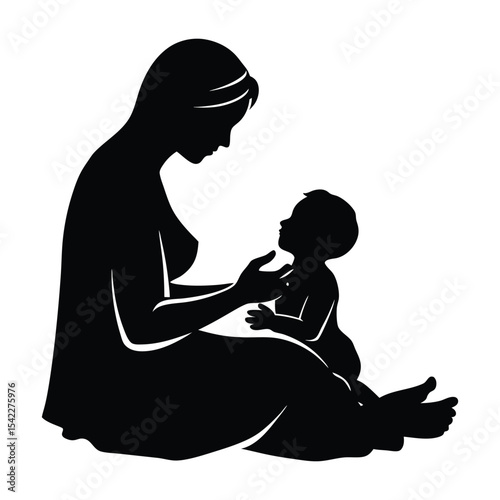 Mother and Baby Silhouette Love Tenderness Care