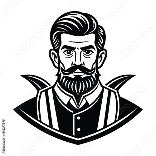 Vintage Gentleman Barber Shop Logo Design Illustration