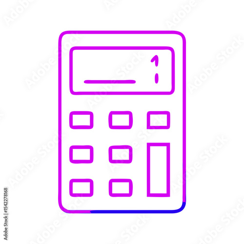 Outline of a colorful calculator on a white background  