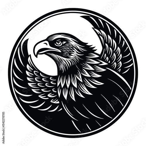 Majestic Eagle Wings Logo Design Black and White