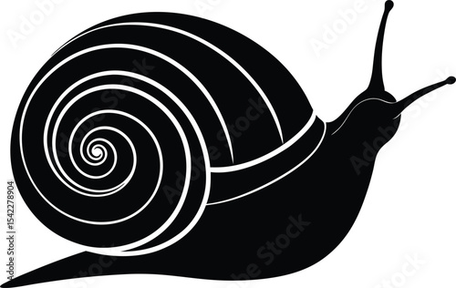 Striking snail silhouette vector illustration