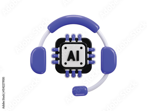 AI assistant icon on online support chatbot icon 3d render concept of artificial intelligence and virtual helper icon vector illustration