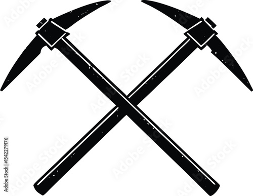 Crossed pickaxes silhouette design
