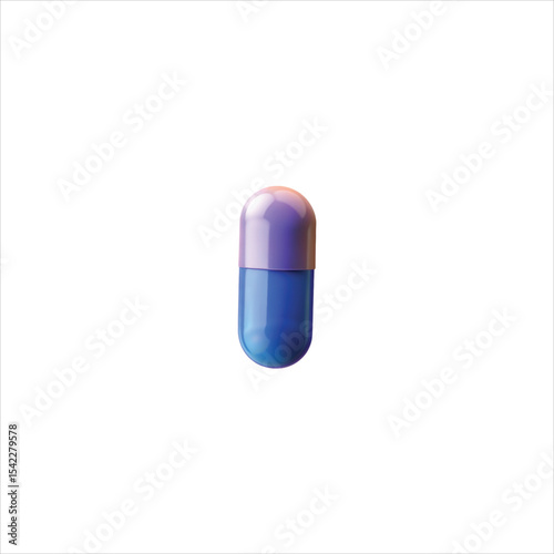 A lone blue pill, a medical capsule, is isolated against a white background, representing health and pharmaceutical care