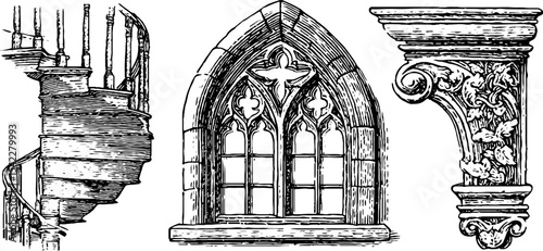 Gothic window tracery and modular facade design elements for architectural inspiration