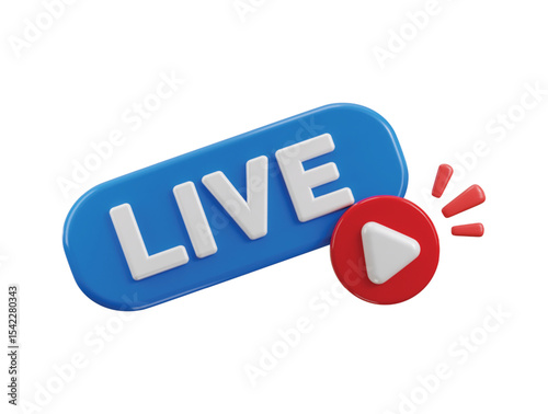 Live stream icon 3d render concept of social media browser, social media promote 3d live entertainment icon illustration