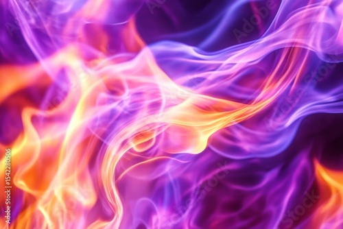Swirling flames of orange, purple, and pink dance together in a captivating display of vibrant colors, evoking a sense of energy and creativity. The forms intertwine seamlessly