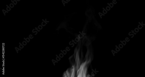 Trickle of Steam Slowly Rising from the Cup. White steam rises light, graceful twists on a black background. Slow motion. Footage is perfect for the layer with different blending modes.