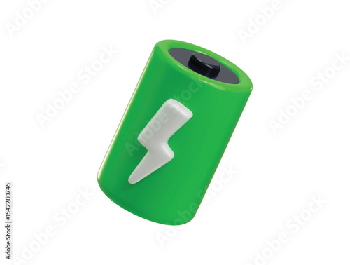 Battery with energy power sign icon 3d render concept of high voltage energy power icon vector illustration