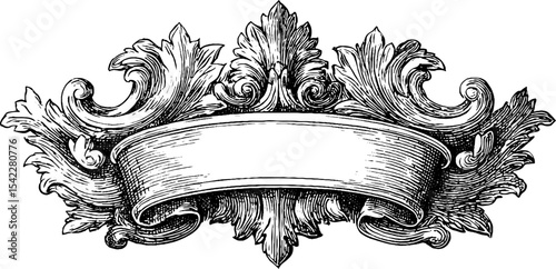 Ornate heraldic frame design with twin rosette motif for decorative craft