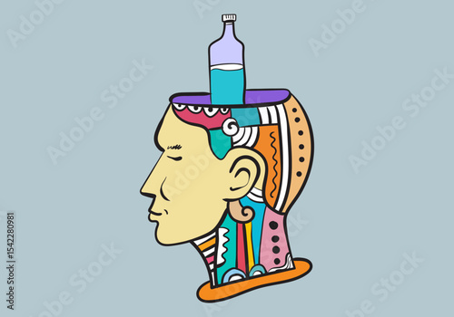 illustration reflecting the modern emphasis on mental hydration, refreshment, and optimizing cognitive function. 