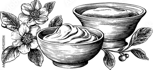 Artisanal culinary elements with honey ribbon, berry coulis, and hot fudge for gourmet creations