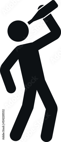 Drunk man with alcohol bottle icon.  Human signs and symbols.