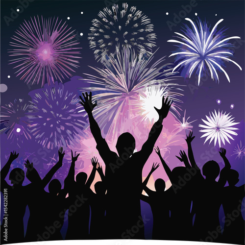 Fireworks Celebration Silhouette Illustration