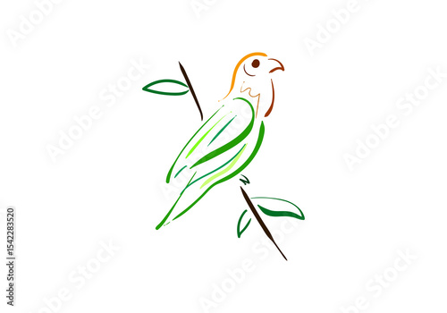 minimalist and artistic line art illustration lovebird