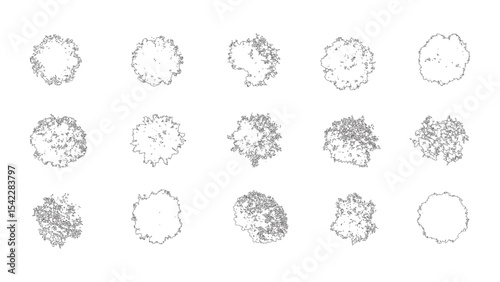 Creative Tree Line Art with Leafy Details top view