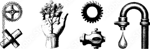 Industrial mechanisms and nature fusion design for engineering concepts