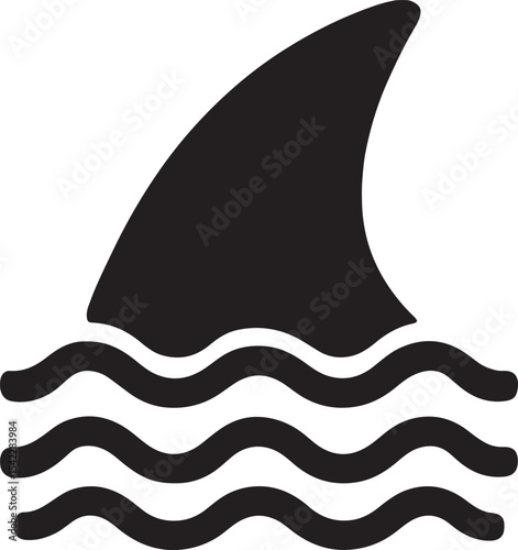 Silhouette vector of shark fins cutting through water, perfect for marine, ocean, and wildlife-themed designs.