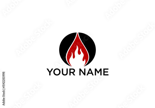 Minimalist Fire Illustration Showing Fire Inside a Circle