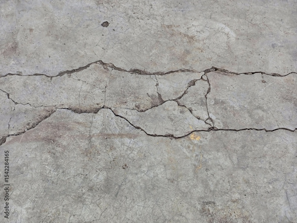Fototapeta premium Extensive Cracks on Aged Gray Concrete Surface
