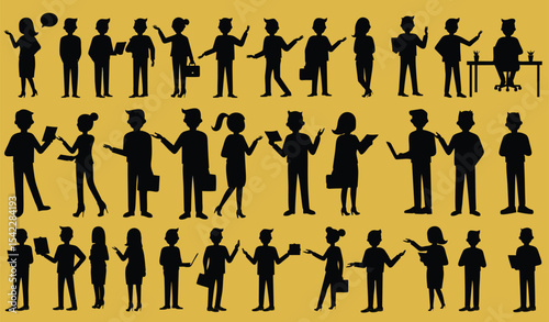 Collection of Business People Silhouettes
Diverse Professional Poses Silhouette Set