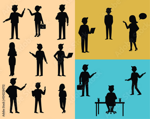 Collection of Business People Silhouettes
Diverse Professional Poses Silhouette Set