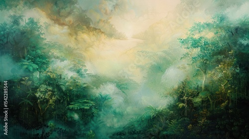 Misty rainforest view