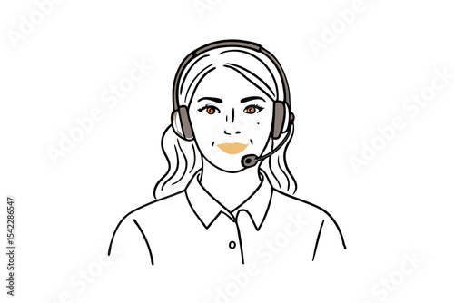 female support agent in headset giving customer service