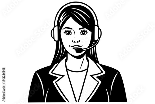 call center operator woman with headset and microphone