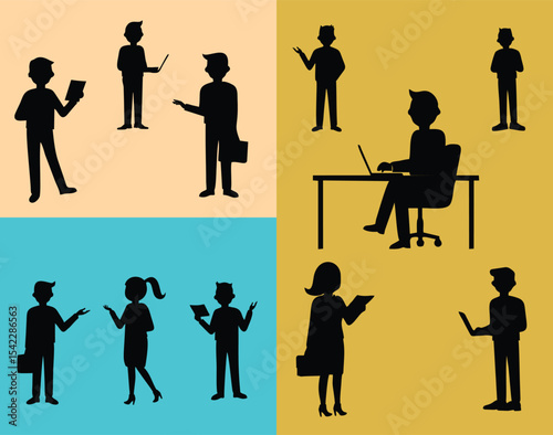 Collection of Business People Silhouettes
Diverse Professional Poses Silhouette Set
