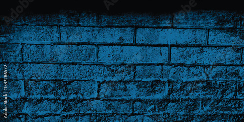 Abstract pattern created by the repetition of blocks or bricks on an old wall, rendered in a striking blue.
