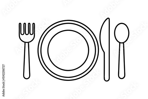 simple dining tableware concept line drawing vector