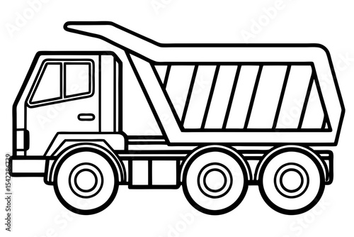 construction dump truck sketch in line art format